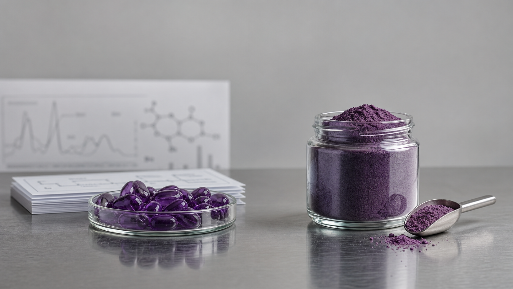 Violet Scientific Research Display on Lab Table